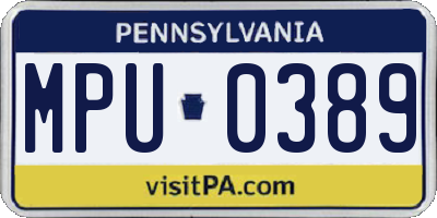 PA license plate MPU0389