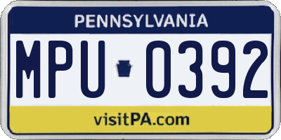 PA license plate MPU0392