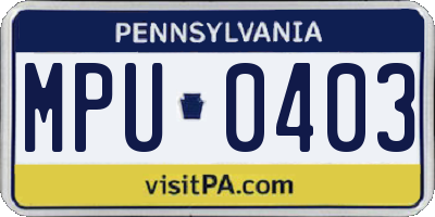 PA license plate MPU0403