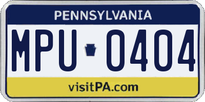 PA license plate MPU0404