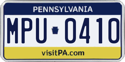 PA license plate MPU0410
