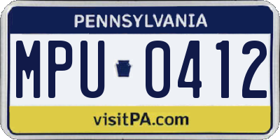 PA license plate MPU0412
