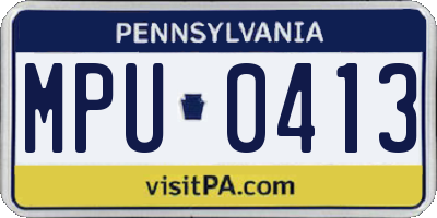 PA license plate MPU0413