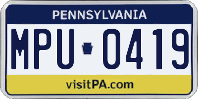 PA license plate MPU0419