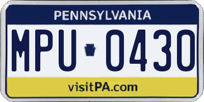 PA license plate MPU0430