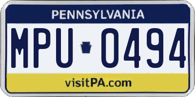 PA license plate MPU0494