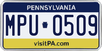 PA license plate MPU0509