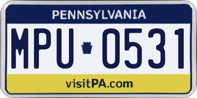 PA license plate MPU0531