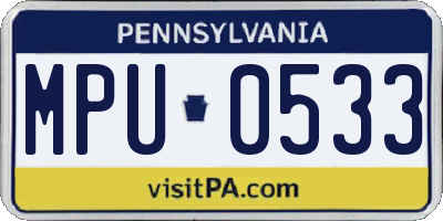 PA license plate MPU0533