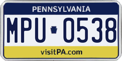 PA license plate MPU0538