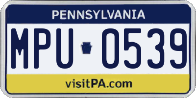 PA license plate MPU0539