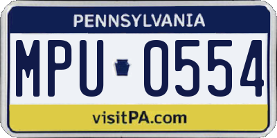 PA license plate MPU0554