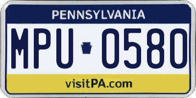 PA license plate MPU0580
