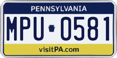 PA license plate MPU0581