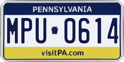 PA license plate MPU0614