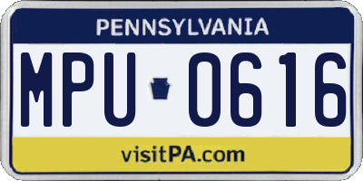 PA license plate MPU0616
