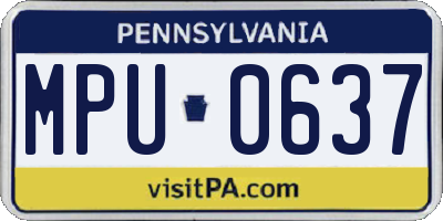 PA license plate MPU0637