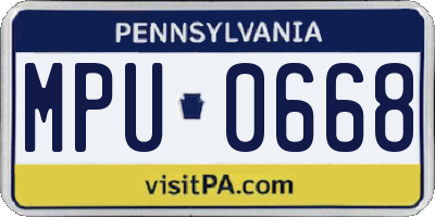 PA license plate MPU0668