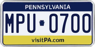 PA license plate MPU0700