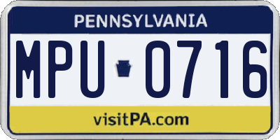 PA license plate MPU0716