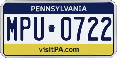 PA license plate MPU0722