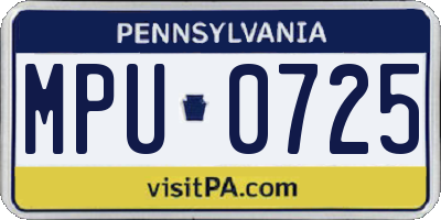 PA license plate MPU0725
