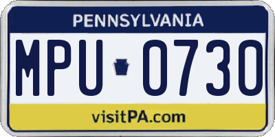PA license plate MPU0730