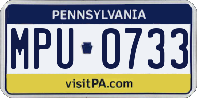 PA license plate MPU0733