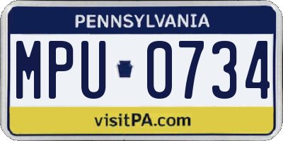 PA license plate MPU0734