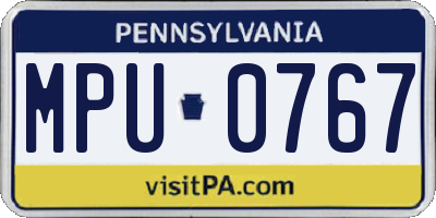 PA license plate MPU0767