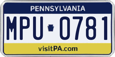 PA license plate MPU0781