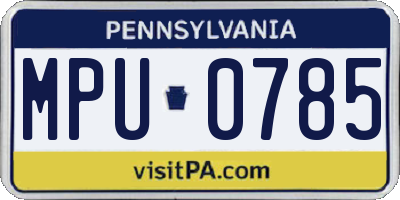 PA license plate MPU0785