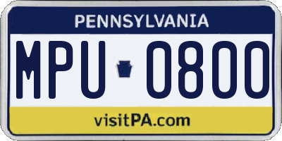 PA license plate MPU0800
