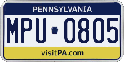 PA license plate MPU0805