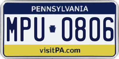 PA license plate MPU0806