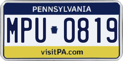PA license plate MPU0819