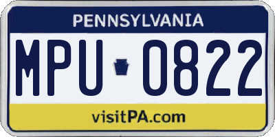 PA license plate MPU0822