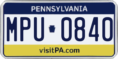 PA license plate MPU0840