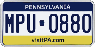 PA license plate MPU0880