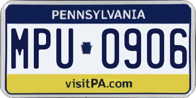 PA license plate MPU0906