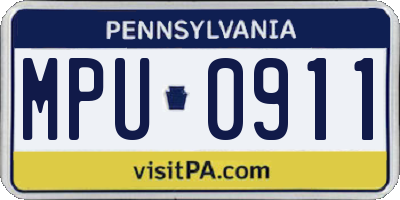 PA license plate MPU0911