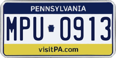 PA license plate MPU0913