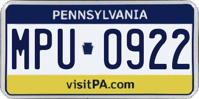 PA license plate MPU0922