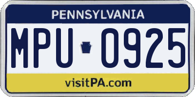 PA license plate MPU0925