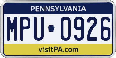 PA license plate MPU0926