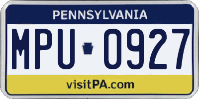 PA license plate MPU0927