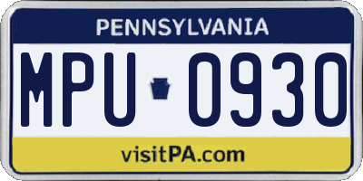 PA license plate MPU0930