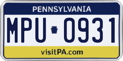 PA license plate MPU0931