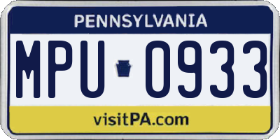 PA license plate MPU0933