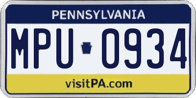 PA license plate MPU0934